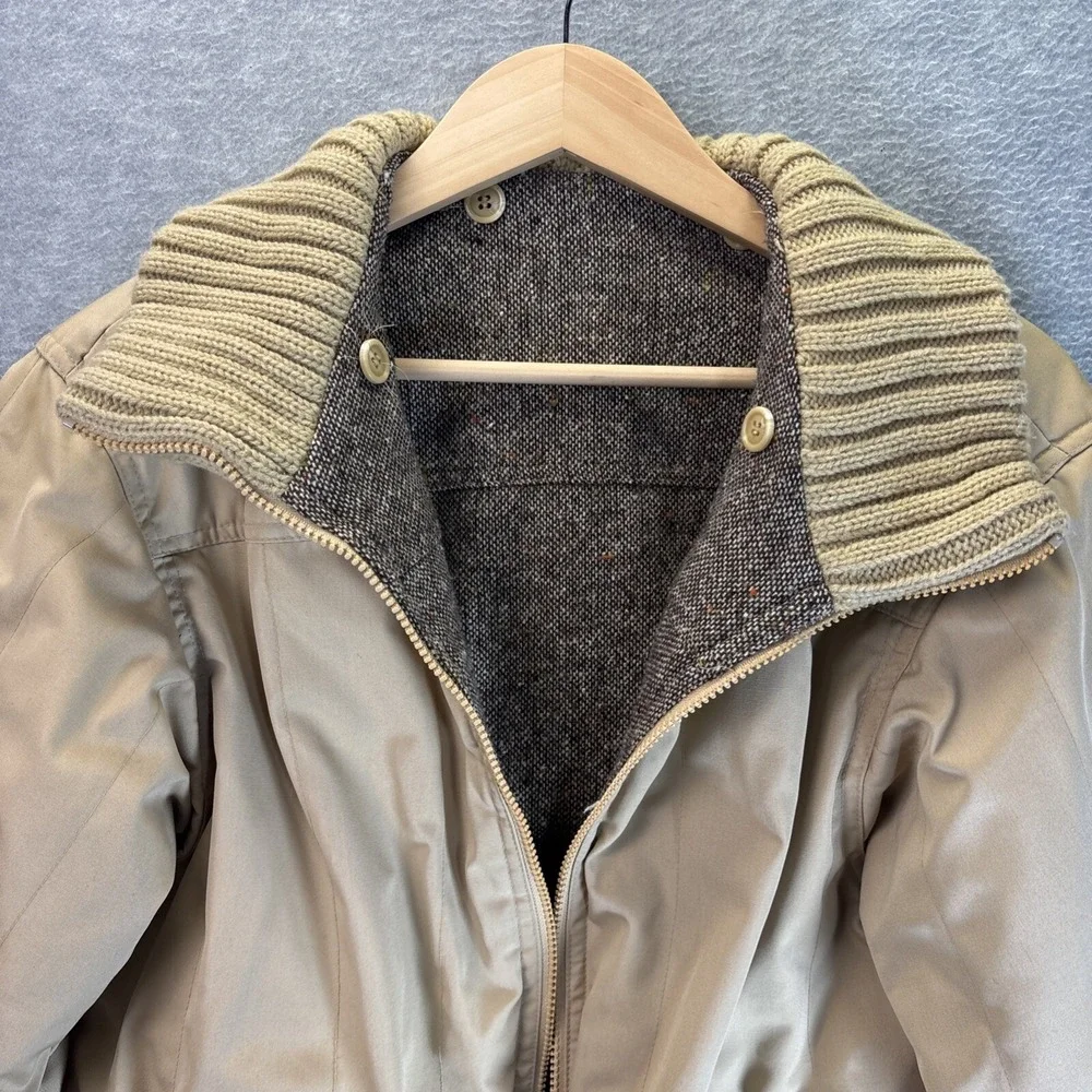 Vintage Chore Coat Tweed Lined Jacket 8/S Beige Big Pockets Farm‎ Warm